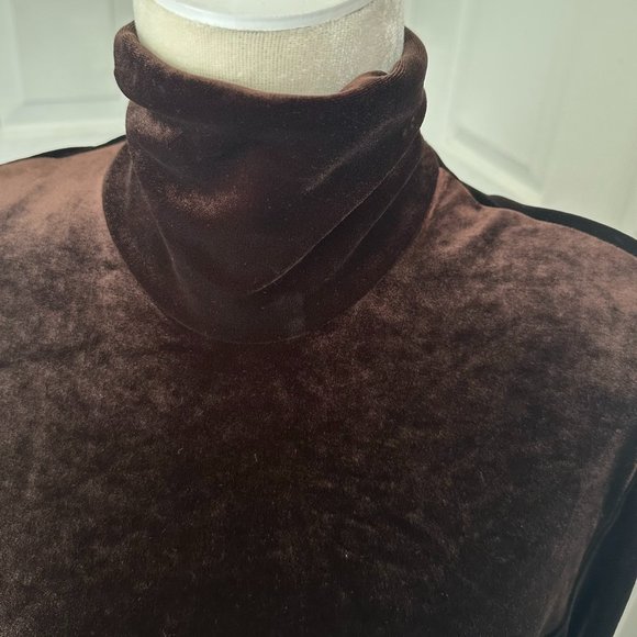 Vintage 90s Amanda Smith Long Brown Velour Turtleneck Dress – NWT 8 Petite - Picture 2 of 14